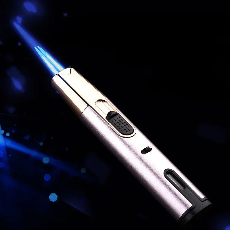 Двухструйная зажигалка с пламенем портативная кухонная сварочная для барбекю