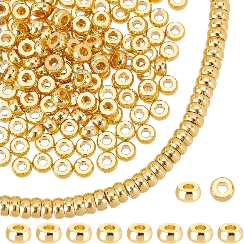 Плоские круглые бусины из 18-каратного золота 4 мм 240 шт