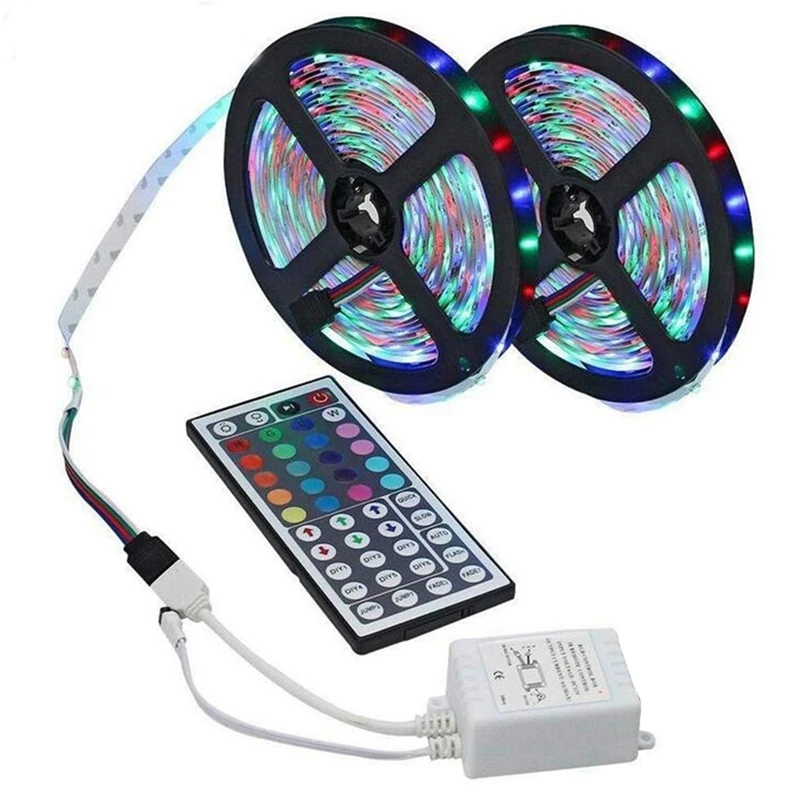 

10M LED Light Strip RGB 3528 600 LED Flexible Light Strip With 44 Key Remote Controller+Controller For Bedroom Christmas