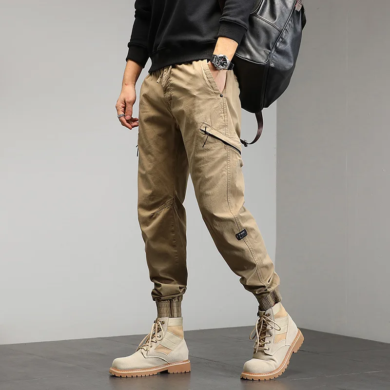 

2023 Hong Kong style Japanese style ins trendy retro Japanese style versatile loose fitting straight tube work suit capris