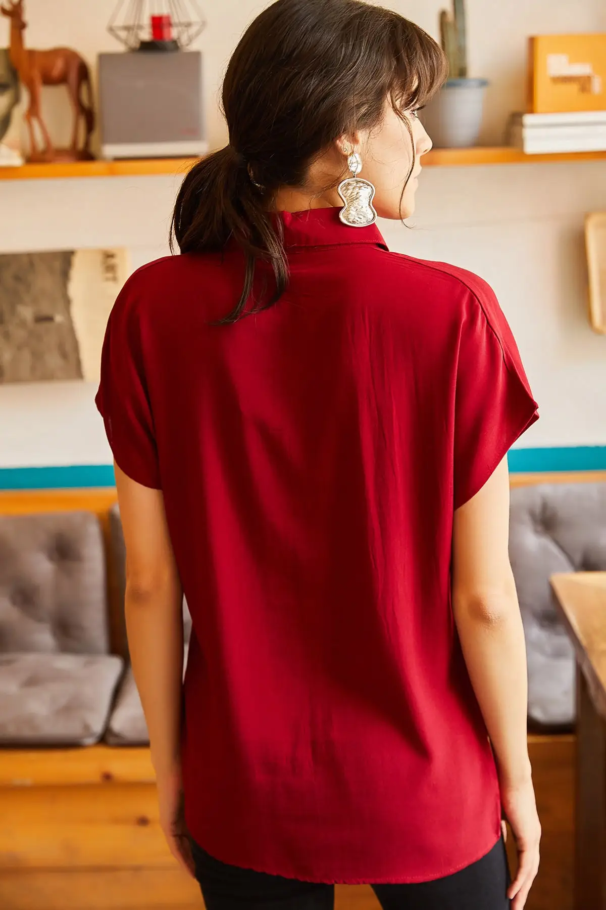 

Women's Clothing 2021 Fashion Casual Stylish Cherry Bruise Bat Viscose Shirt