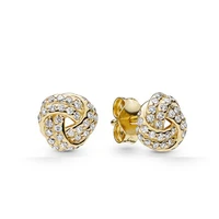 comfortable to wear dazzling sparkling shine sparkling love knots stud earring for women 925 sterling silver original