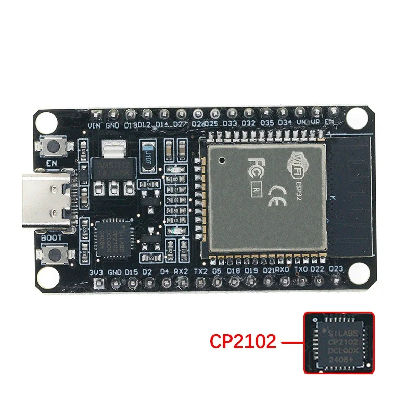 Фото Плата для разработки беспроводных устройств ESP32S ESP32 DEVKIT V1 с поддержкой Wi-Fi, Micro USB, двухъядерным процессором CP2102, CH340 и Type-C №2