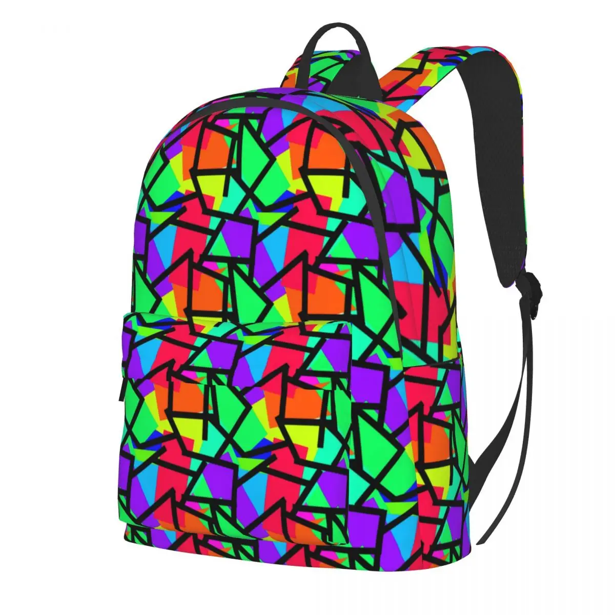 

Geometric 80S Backpack Vibrant Retro Style Graffiti Travel Backpacks Student Aesthetic High School Bags Colorful Large Rucksack