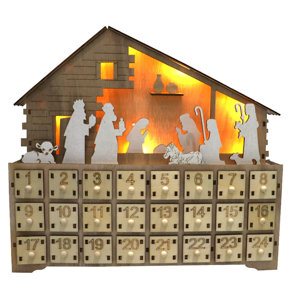 

Countdown to Christmas Advent Calendar Christmas Wooden LED Calendar Desktop Operated LED Holiday Decoration for Christmas