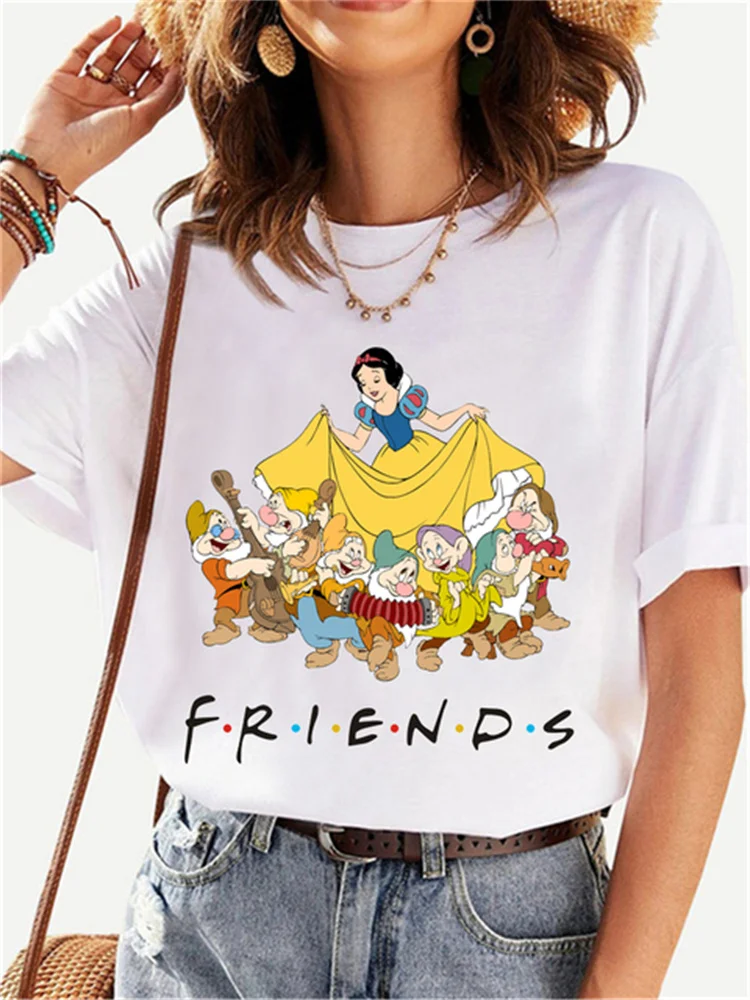 New Disney Cartoon Princess Snow White T Shirt Women Kawaii Snow White and The Seven Dwarfs Cute Graphic Tees Friends T Shirt