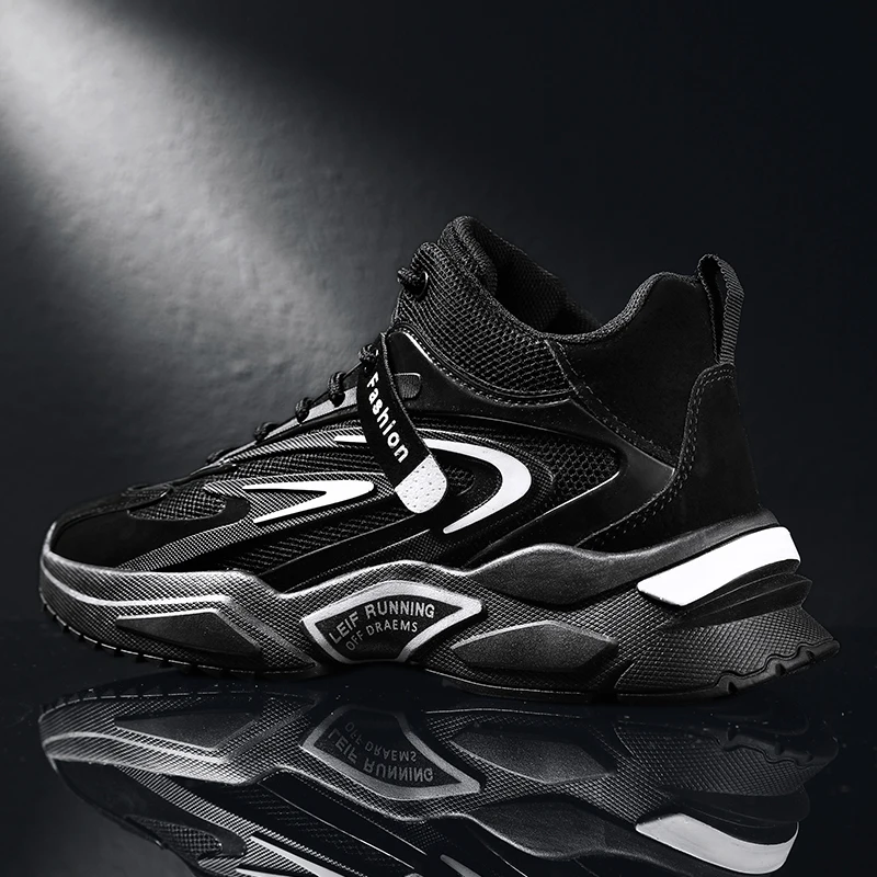 

Spring 2022 new trendy dad shoes men's thick bottom black sneakers running casual shoes