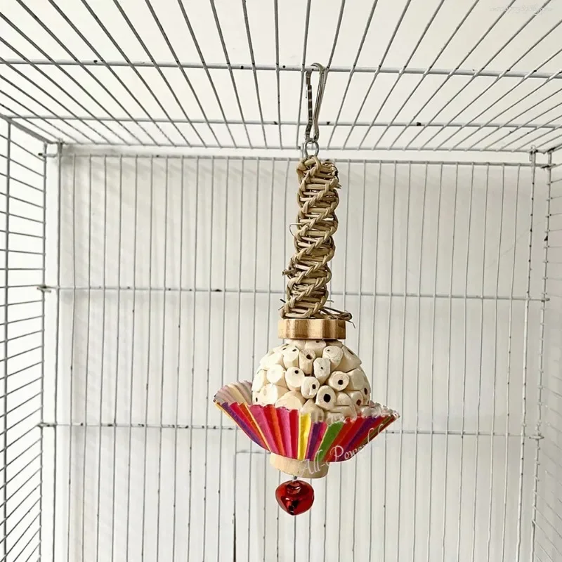Товары для попугаев игрушки птиц с колокольчиком натуральные деревянные блоки
