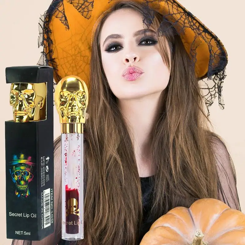Блеск для губ на Хэллоуин стильный Увлажняющий блеск в виде черепа искусственный
