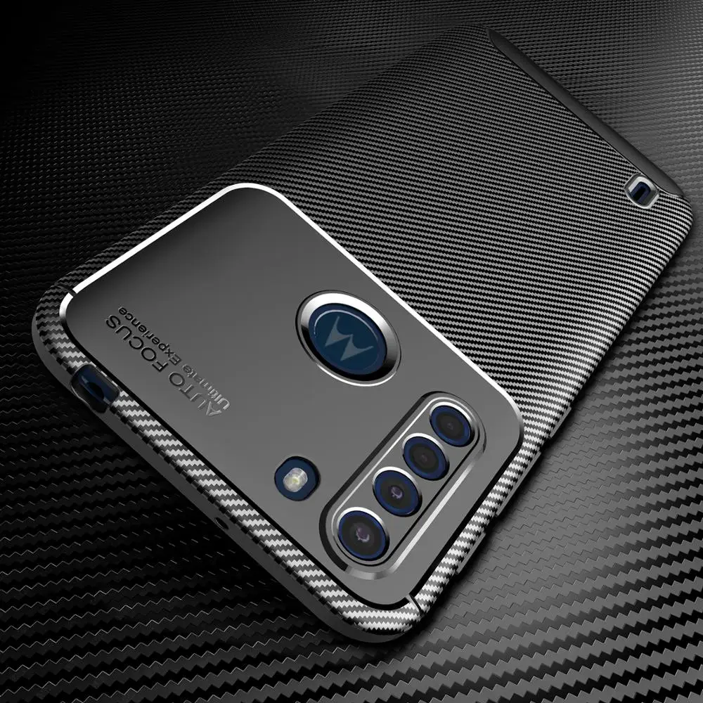 For Motorola Moto One Fusion G8 G9 Power G Stylus 2021 G10 G30 G100 Carbon Fiber Case Soft TPU Silicone Shockproof Case Cover