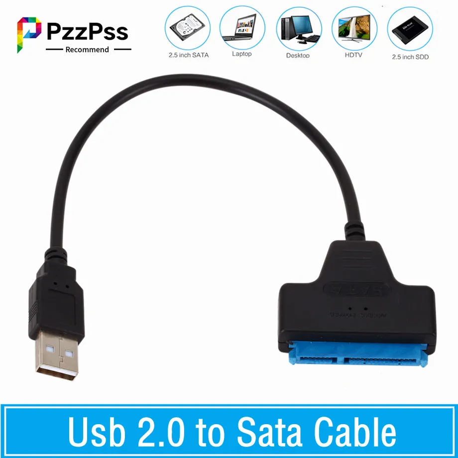 

PzzPss USB 2,0 к SATA 22-контактный Кабель-адаптер линейный кабель для подключения HDD SSD провод для 2,5 дюймовых жестких дисков для твердотельного диска