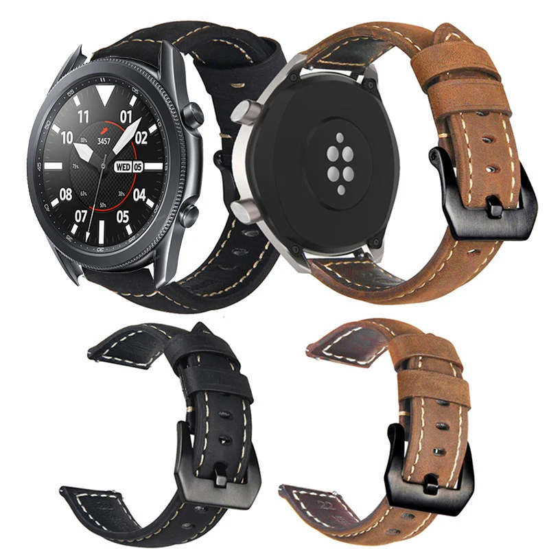 

Ремешок для часов Samsung galaxy watch 3 45 мм, спортивный браслет из натуральной кожи Crazy Horse для galaxy Watch 46 мм, 22 мм