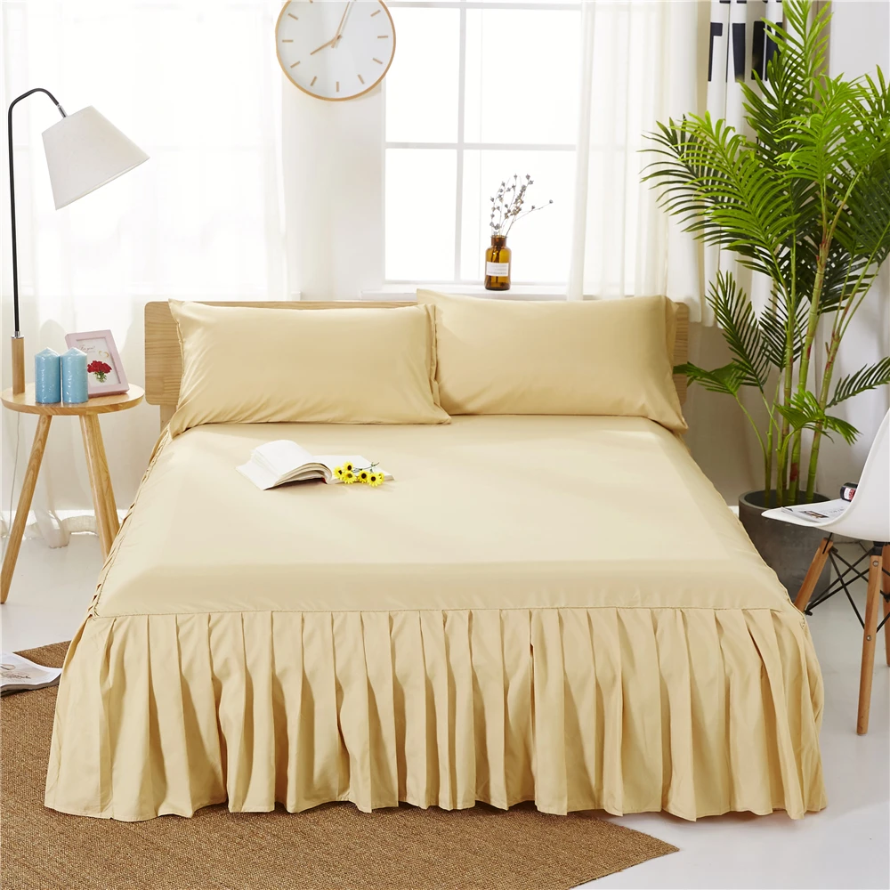 

Bedspread Sheet Mat Dust Cover King Queen Bed Skirt Protector Luxury Solid Color Hotel Dust Mattress 1.2m/1.5m/1.8m Cotton