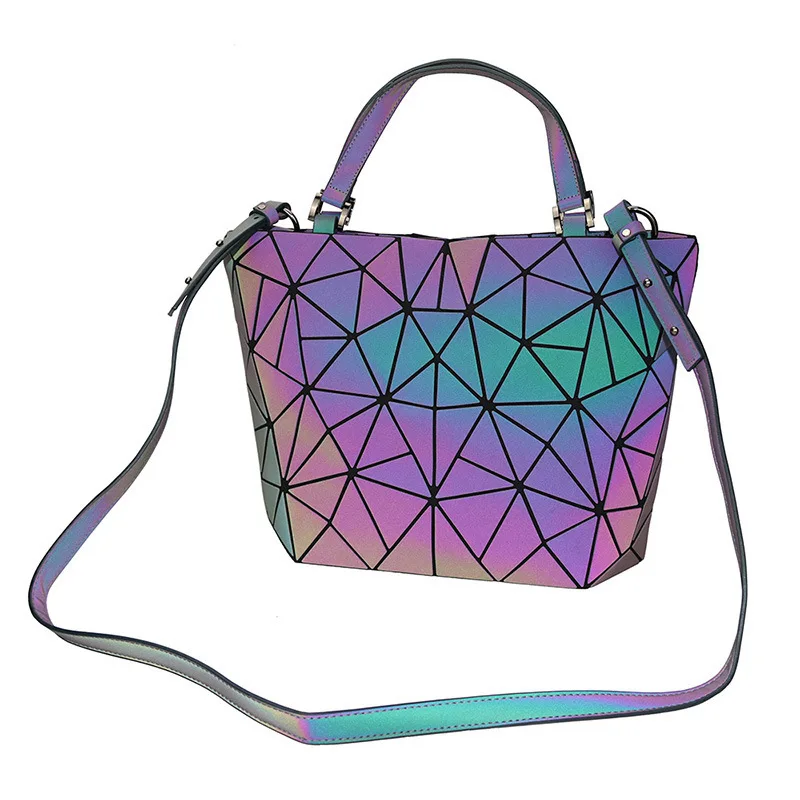 Luminous Bao Big Bag Holographic Reflective Geometric Bags For Women 2023 Quilted Shoulder Bags Female Handbags Bolsa Feminina