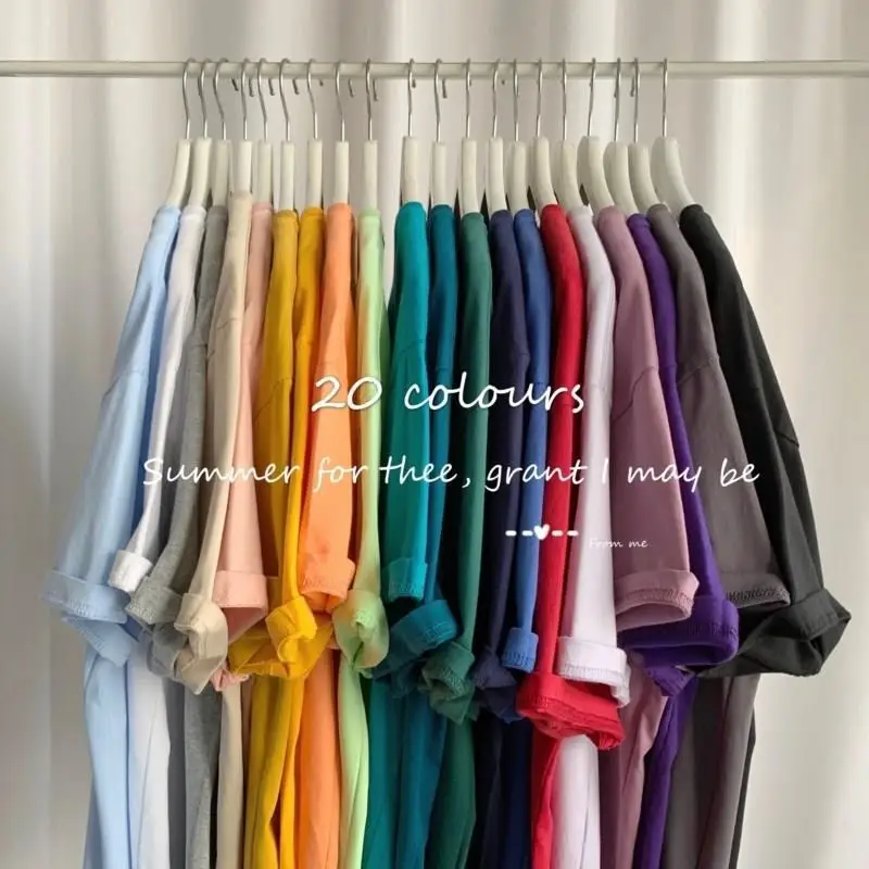 

Summer Solid Color O-Neck Oversized T Shirt Tops Short-sleeved Men's Tide Brand Loose Couple Trend Half-sleeve T-shirt