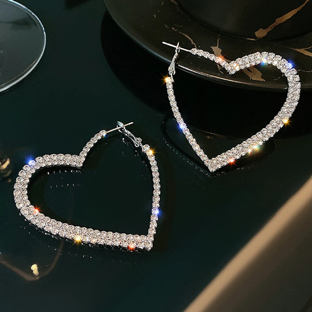 Блестящие серьги-кольца в форме сердца для женщин и девочек от 17 км