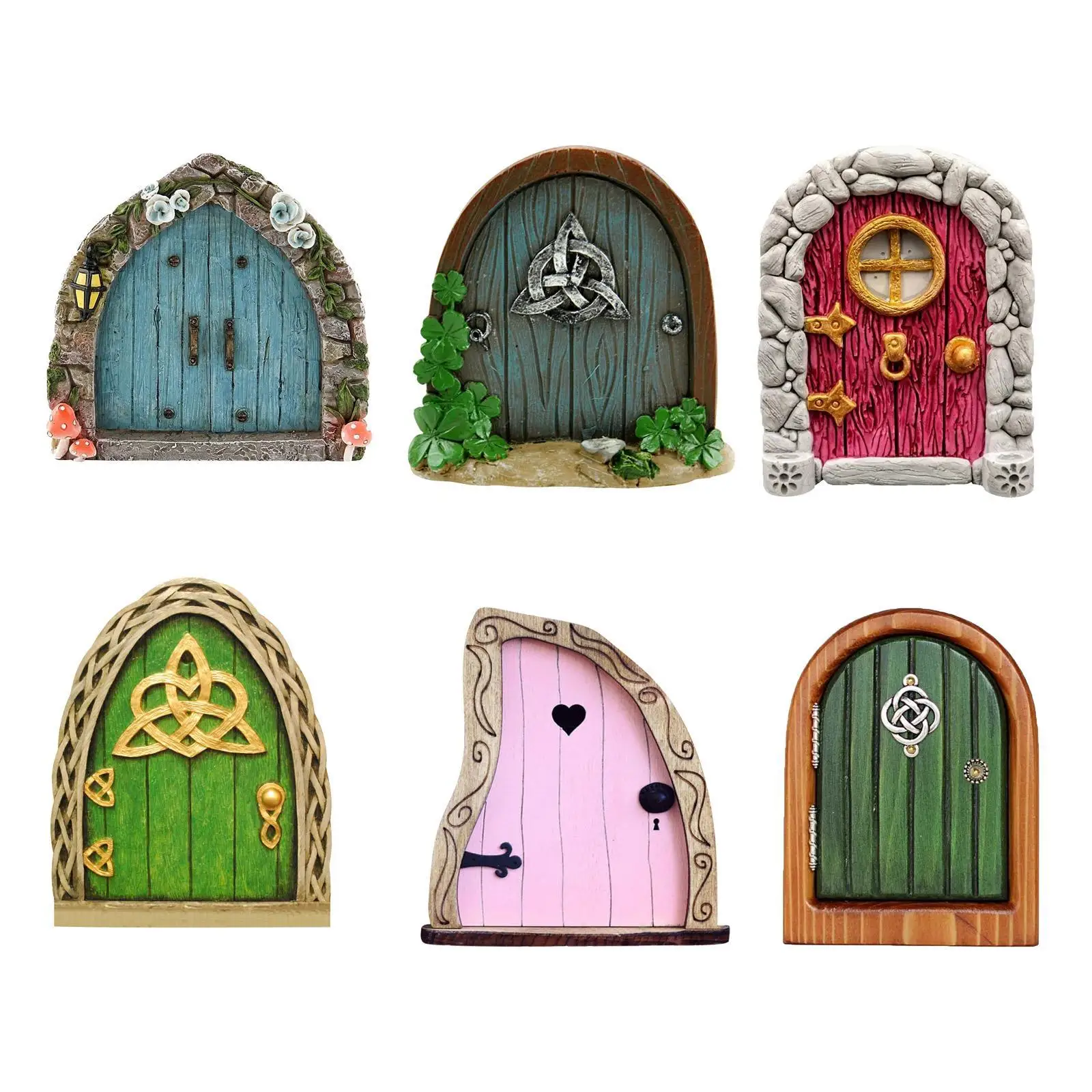 

Mini Fairy Garden Door Wooden Mini Garden Door Elf Door Embellishments Wooden Miniature Trees Garden Decoration Fairy Door
