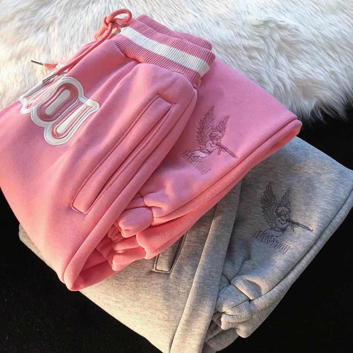 Женские брюки с Вышивкой Букв свободные спортивные женские повседневные