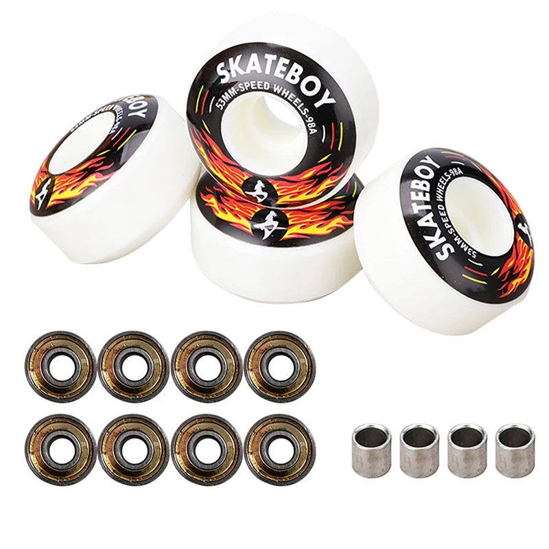 

Top!-SKATEBOY 4Pcs Skateboard Wheel With ABEC-11 Bearing Double Rocker Skateboard High Rebound 98A Competitive Wheels 52X32mm