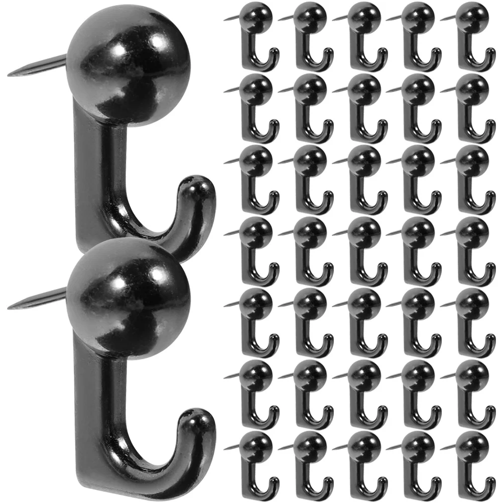 

50 Pcs Hangers Plastic Thumbtack Hook Heavy Duty Push Bulletin Small Tacks Picture 2.4X2.4CM Replaceable Black Office