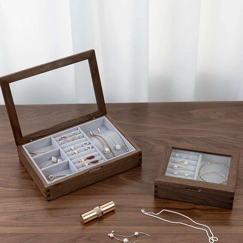 

Creative Wood Jewelry Box With Lid Necklace Earrings Ring Small Objects Jewelry Storage Box Home Decoration