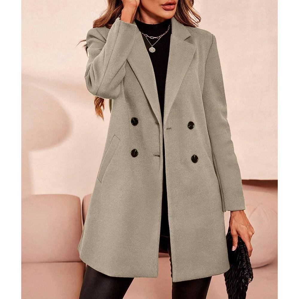 Mia Muse женские длинные пальто осень-зима модные приличные двубортные пуговицы с