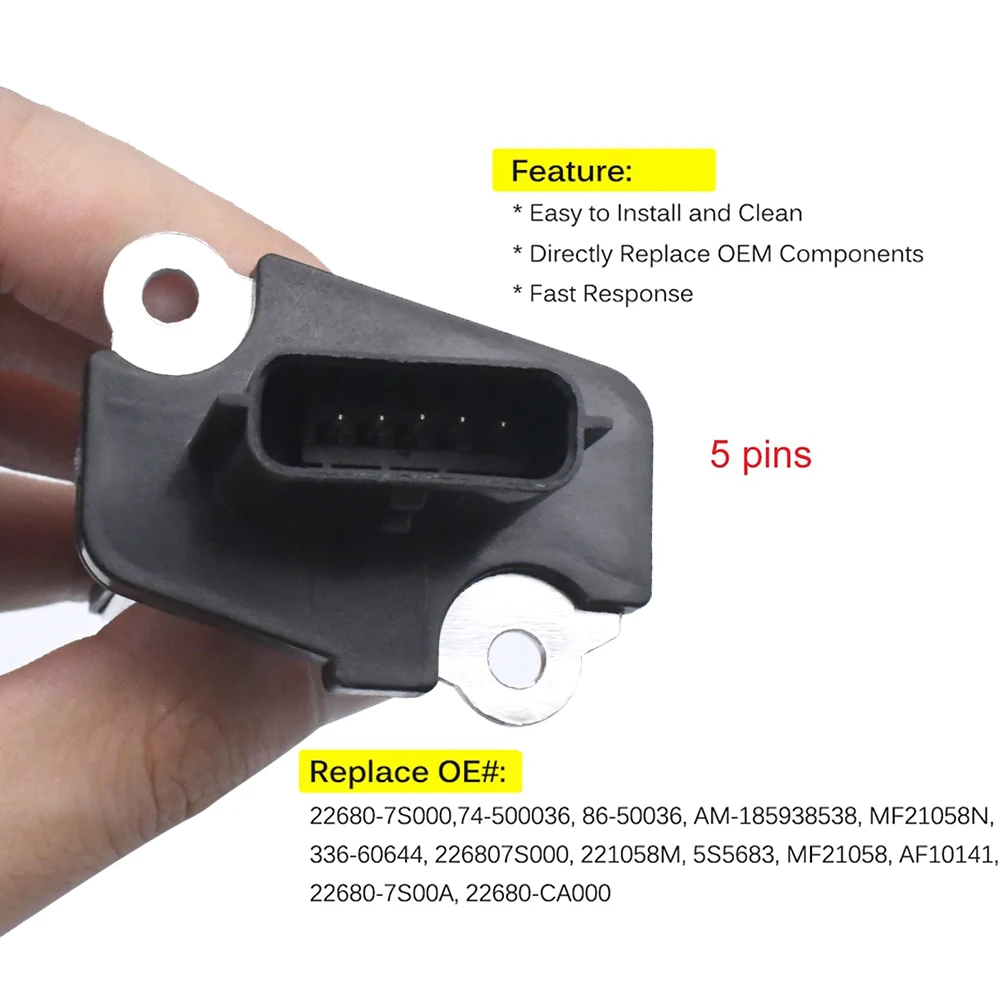 Датчик массового расхода воздуха 22680-7S000 MAF для Nissan Qashqai Tiida C11 SC11X X-Trail T30 NV200 Cube 350 Z