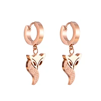fox stud earrings womens earrings plated rose gold earrings female titanium steel jewelry