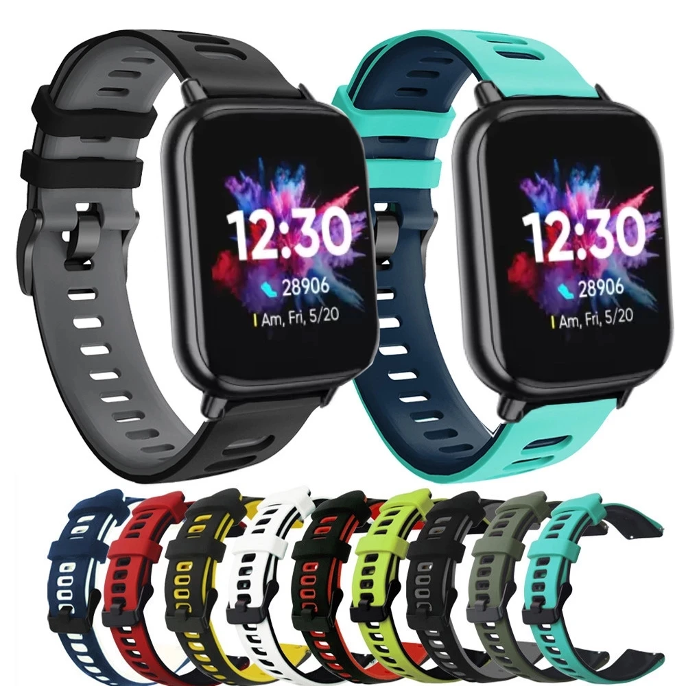 

20mm Watch Bracelet For Realme TechLife DIZO Watch 2 Silicone Sport Watchband For Realme Watch/COLMI P8 Plus V23 P28 P9 Strap