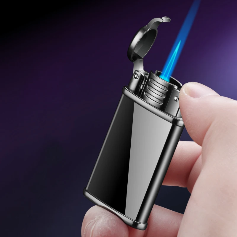

Stylish Retro Gas Butane Turbo Lighter Windproof Straight Blue Flame Metal Lighters Smoking Accessories Men Gifts 2023