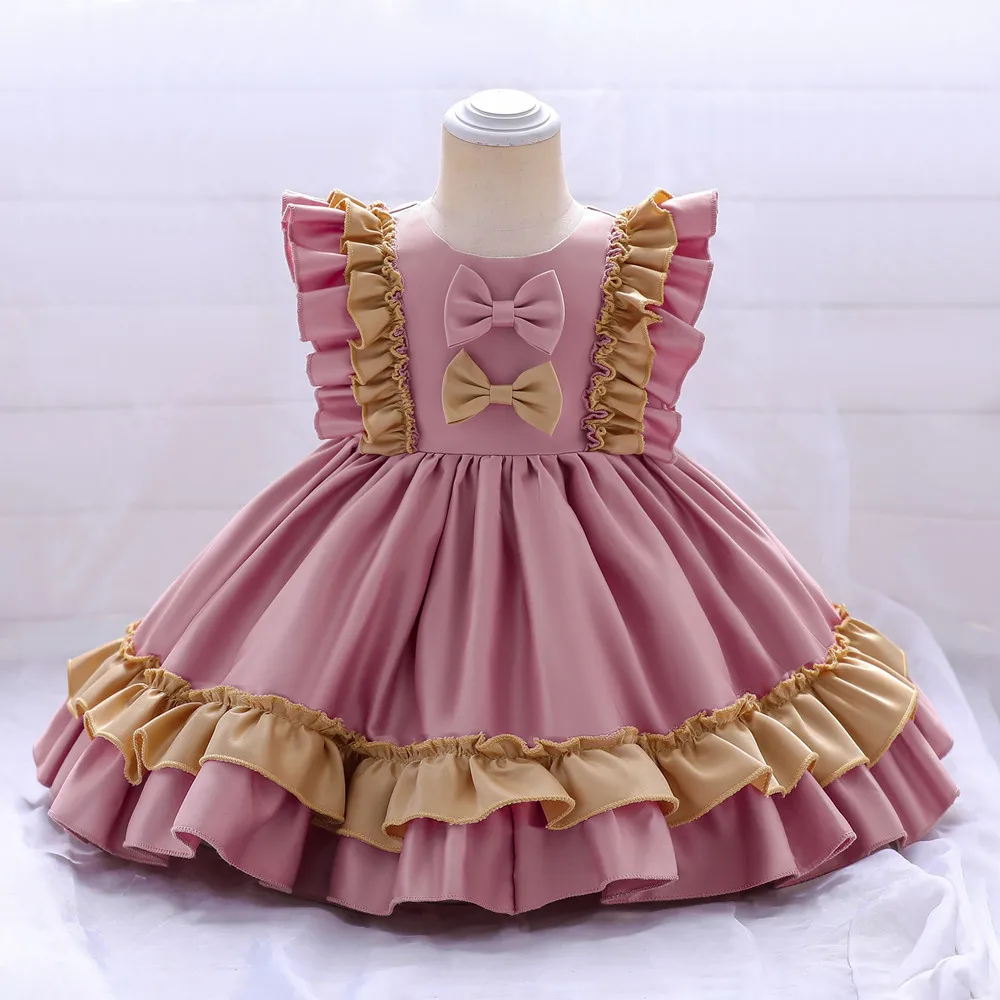 Elegant Ball Gown Puffy Flower Girl Dress A Line Girl Birthday Party Dress 2022 New Baby Girl Dress with Bow enlarge