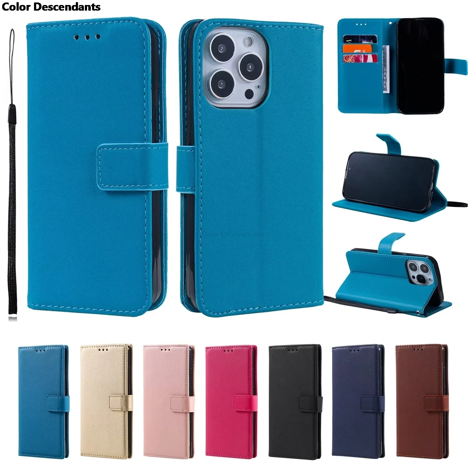 Роскошный чехол-кошелек из искусственной кожи для iPhone 15 14 13 12 11 Pro Max SE X XR XS 8 7 6 6S Plus