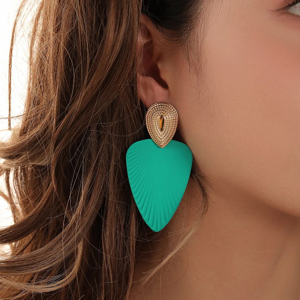 

Geometric Waterdrop Earrings Dangle for Women 2023 Trendy Green Earring Ladies Party Jewelry Gift