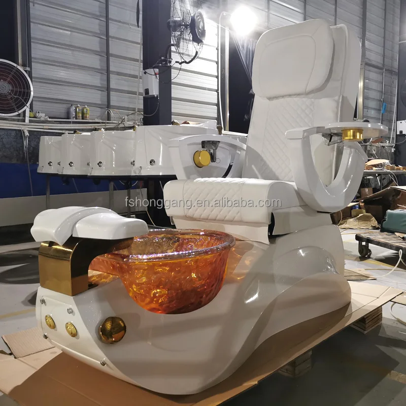Роскошный Золотой педикюрный стул с акриловой основой Электрический обратный