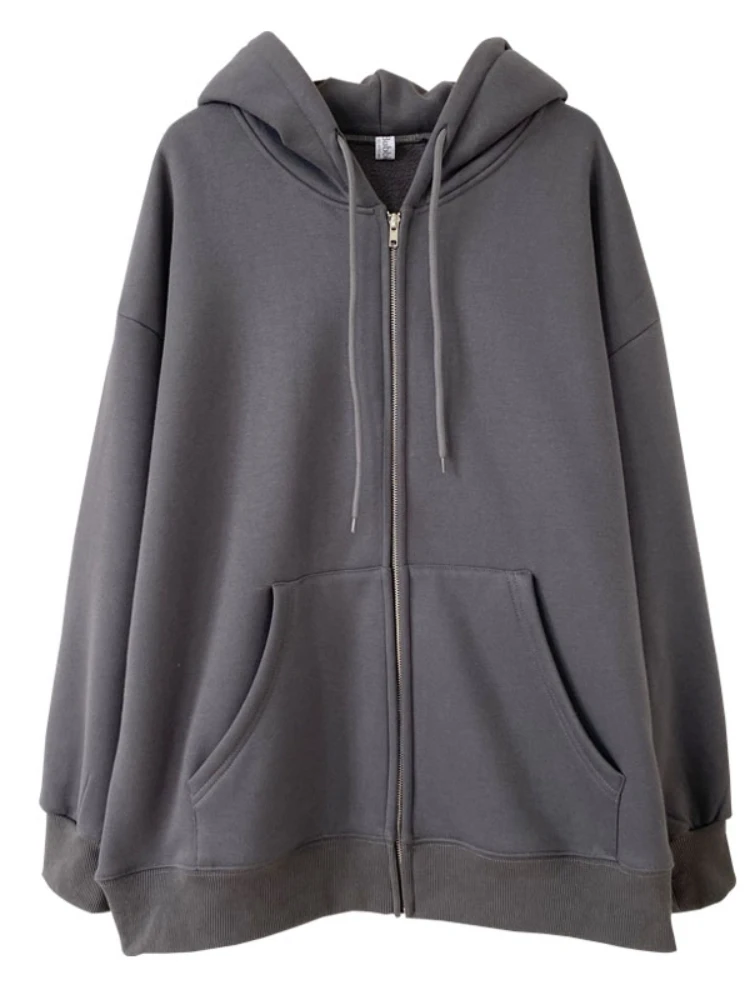 Женский свитшот Xgoth темно-серого цвета на весну и осень 2022 уличная куртка молнии