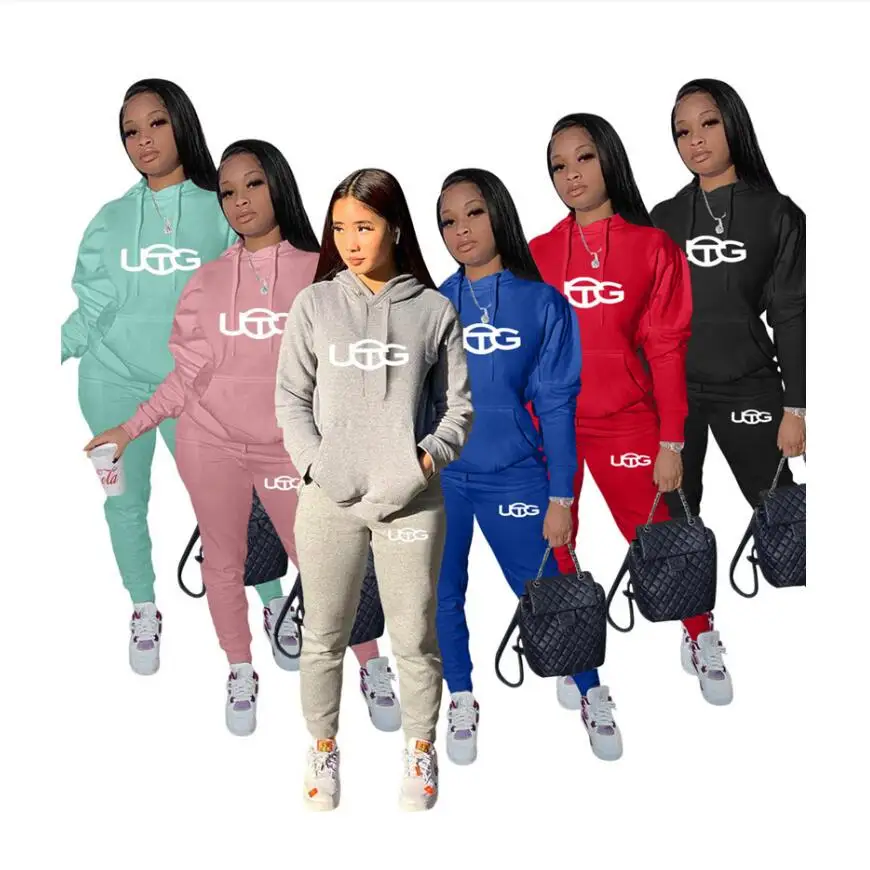 

Женский спортивный костюм из двух предметов, повседневный тренировочный костюм с длинным рукавом и надписью спортивные комплекты, Осень-зи...