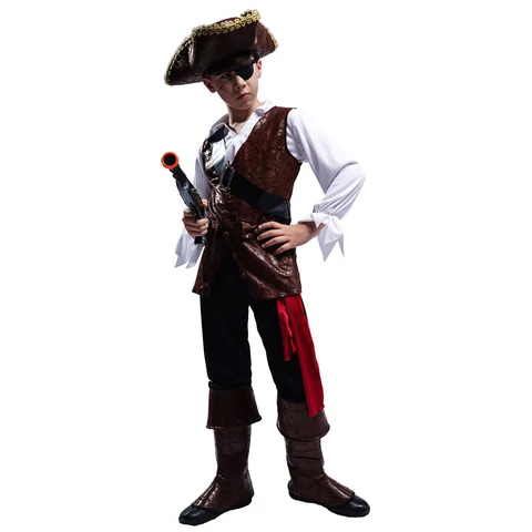 Костюм пирата для мальчиков на Хэллоуин, косплей, пират, капитан Джек, Sparrow, дети, Пурим, Рождественская вечеринка, роскошные наряды пирата