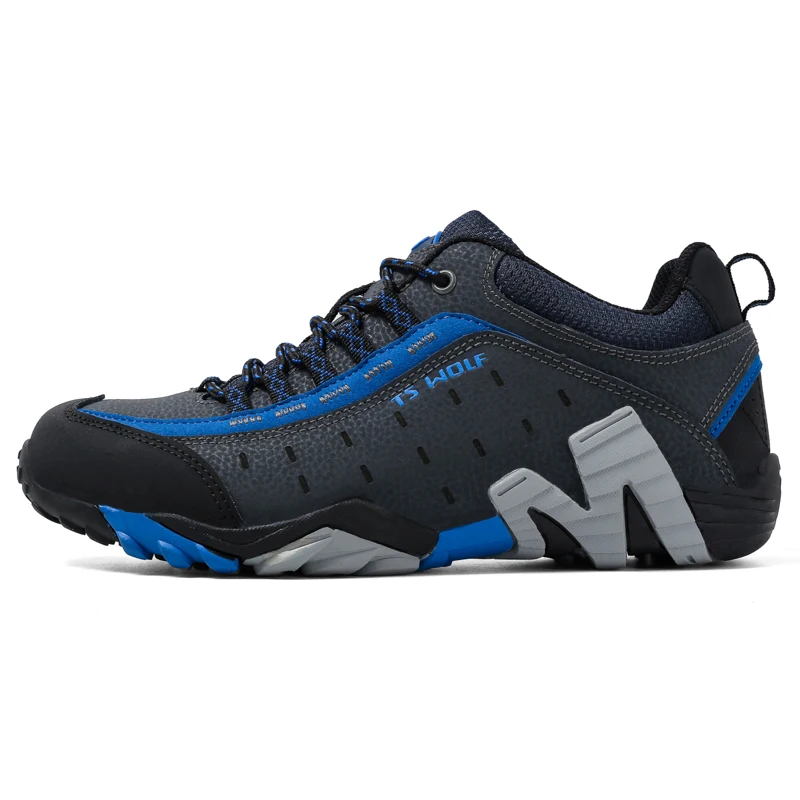 HIKEUP Outdoor Shoes Genuine Leather Women Trekking Sneakers Couple Hiking Shoe Non-Slip Climbing Camping Man Shoe