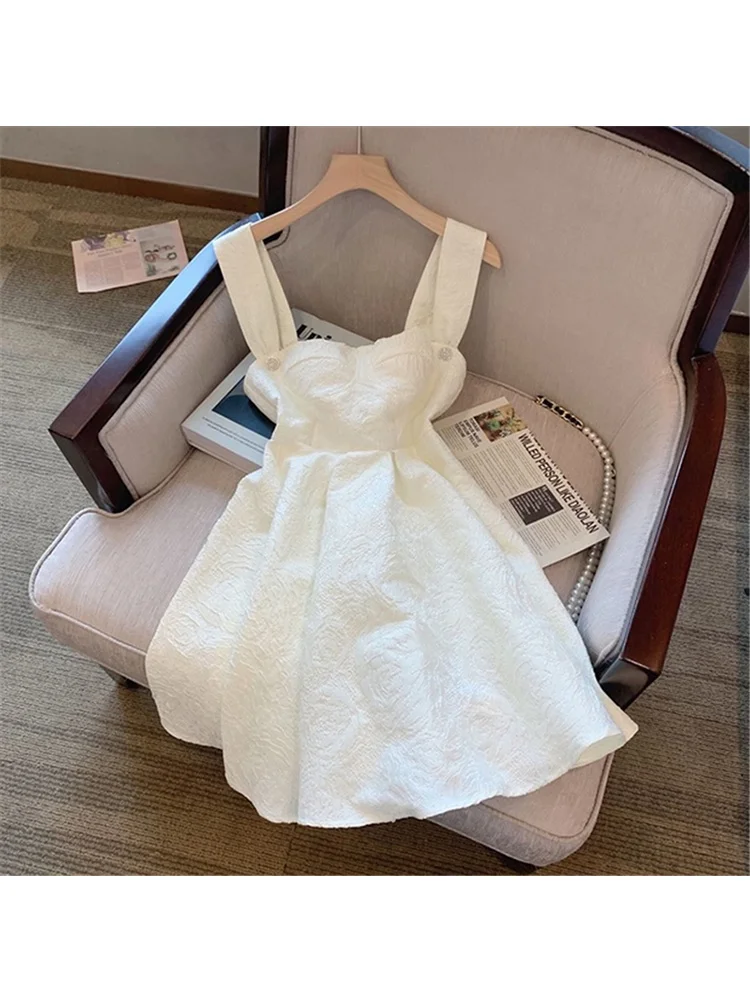 

2023 белые милые женские платья на бретельках с открытыми плечами, привлекательные женские мини-платья из искусственной кожи, милые пляжные женские платья