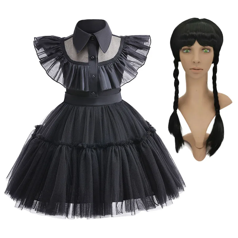 Детское готическое платье на Хэллоуин с принтом