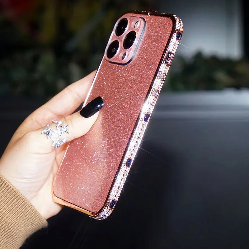 Rhinestone for Apple 13promax Phone Case Metal Frame Iphone14promax Noble Luxury Trend