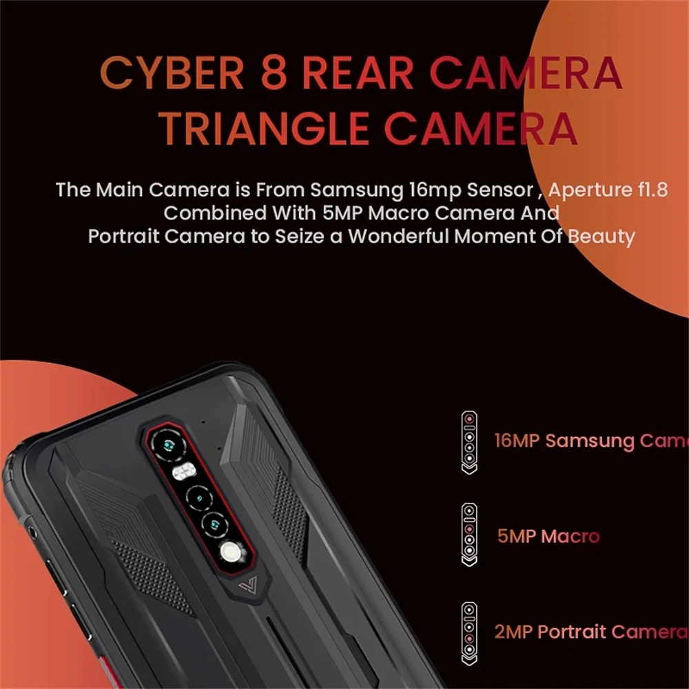 HOTWAV CYBER 8 Rugged Waterproof Mobile Phones 4GB+64GB 6.3 Inch HD Display 8280mAh 16MP Camera NFC 4G Android 11 Smartphones