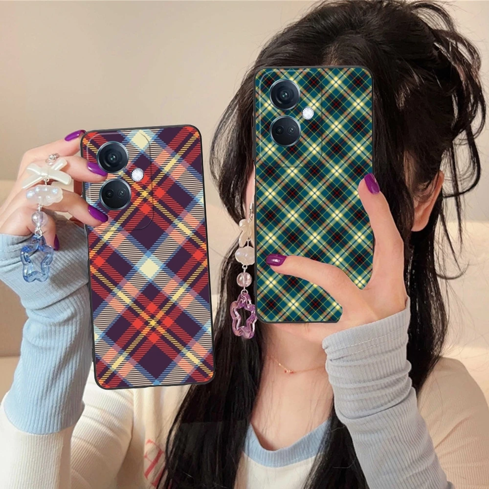 Lattice Grid Texture Mobile Cell Phone Case for OPPO Find X5 X3 X2 A93 Reno 8 7 Pro A74 A72 A53 Black Soft Cover Shell