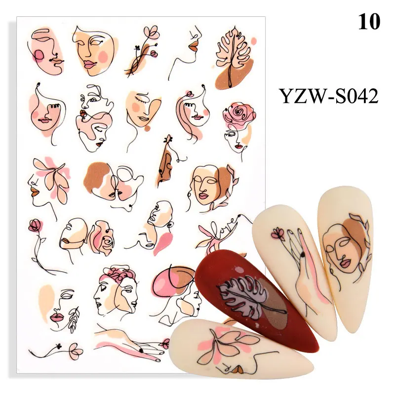 

Geometric Face Nail Sticker DIY Painted Portrait Nail Stickers And Decals Self-adhensive Stickers For Nails Manicure Accessories