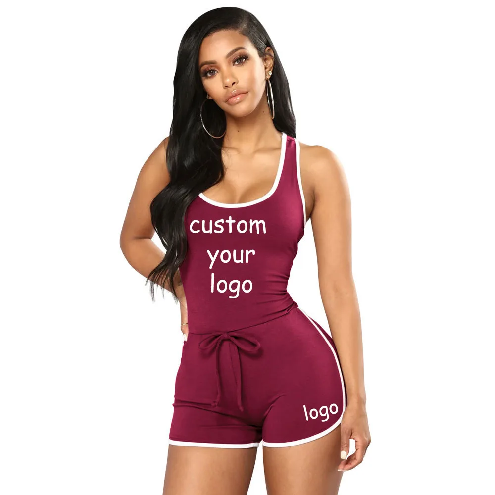 Customiz Top Shorts with Your Logo Solid Color Sportswear Casual Sports Women's Lace Up One Piece Shorts Yoga Fitness Clothes