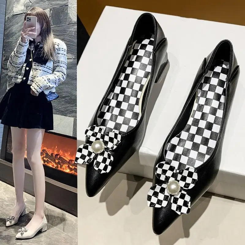

Middle Heel Bow Knot Thick Heel Women's Shoes Sandals 2022 New Spring And Autumn Fashion Party Dress Designer Pointed Sexy