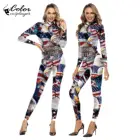 Zentai костюм кошки Косплей американский флаг Национальный Птица узор 3D анимация цифровая печать наряды Aldult молния боди