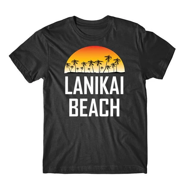 Lanikai Пляжная футболка Гавайский закат пальмы отпуск действительно удивительный
