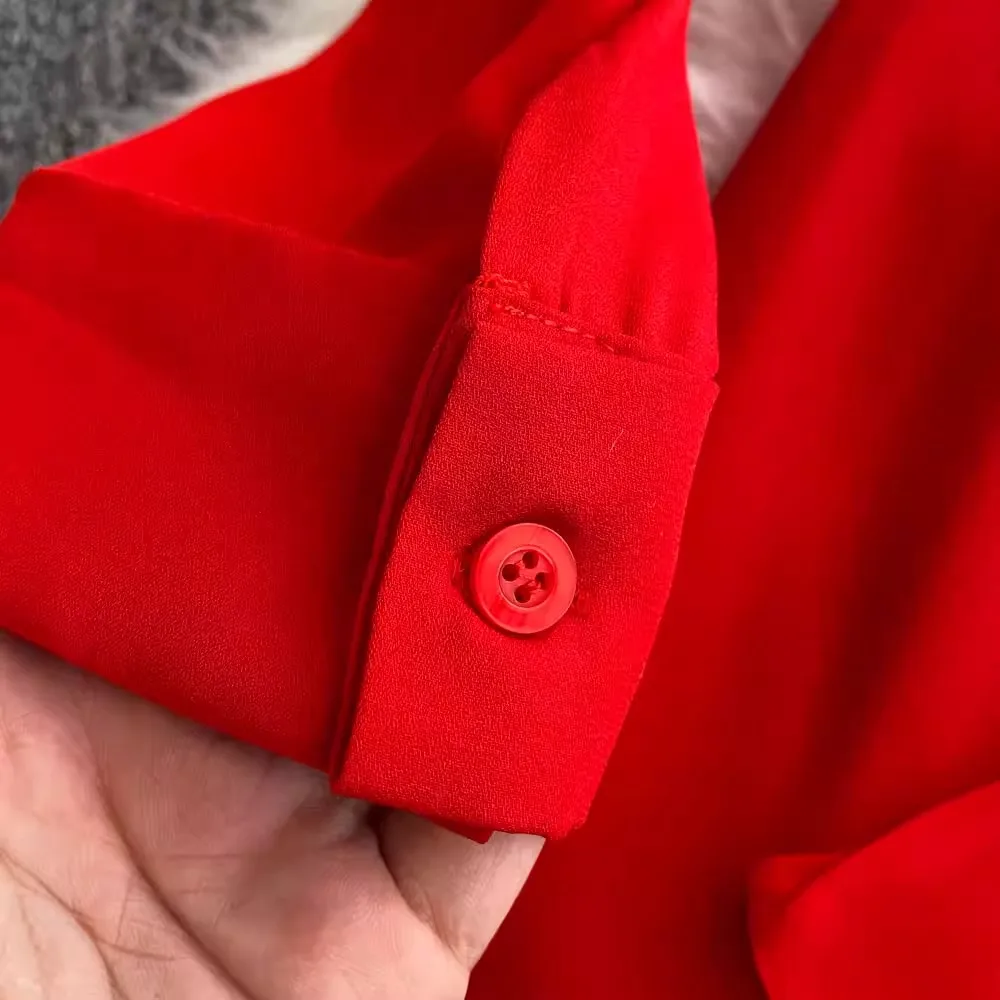 Дизайнерское модное женское платье-рубашка с лацканами новинка 2024 элегантное