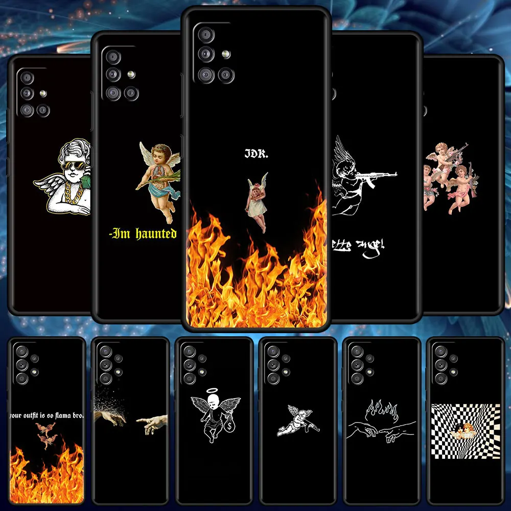 

Angel Cupid Art Case For Samsung Galaxy A52 A51 A12 A21s A32 Soft Phone Cover A71 A02s A31 A72 A22 A11 A41 Black Silicone Capas